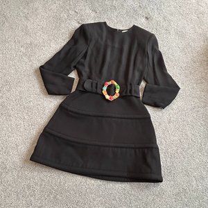 Lolita Lempicka PARIS Vintage Belted Long Sleeves Dress Balloon Skirt SMALL - W